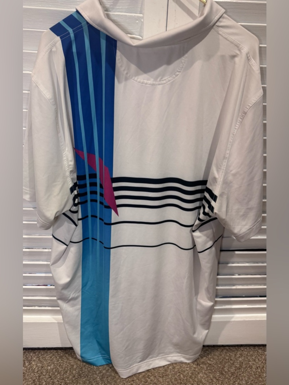 Chubbies Performance Polo Shirt White Blue Graphic Print 2XL Stretch - Picture 3 of 6